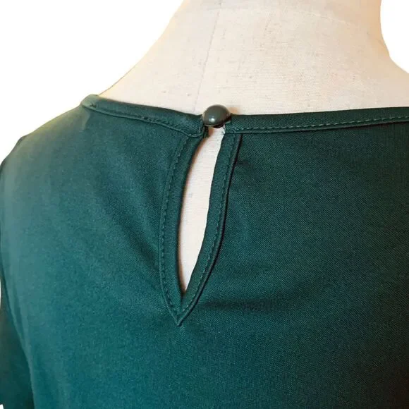 Shein Scallop Hem & Sleeve Dress Women’s Size S Teal Green Short Sleeve Casual S - Picture 7 of 11